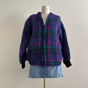 Vintage 80s Boyne Valley Weavers purple and green wool jacket